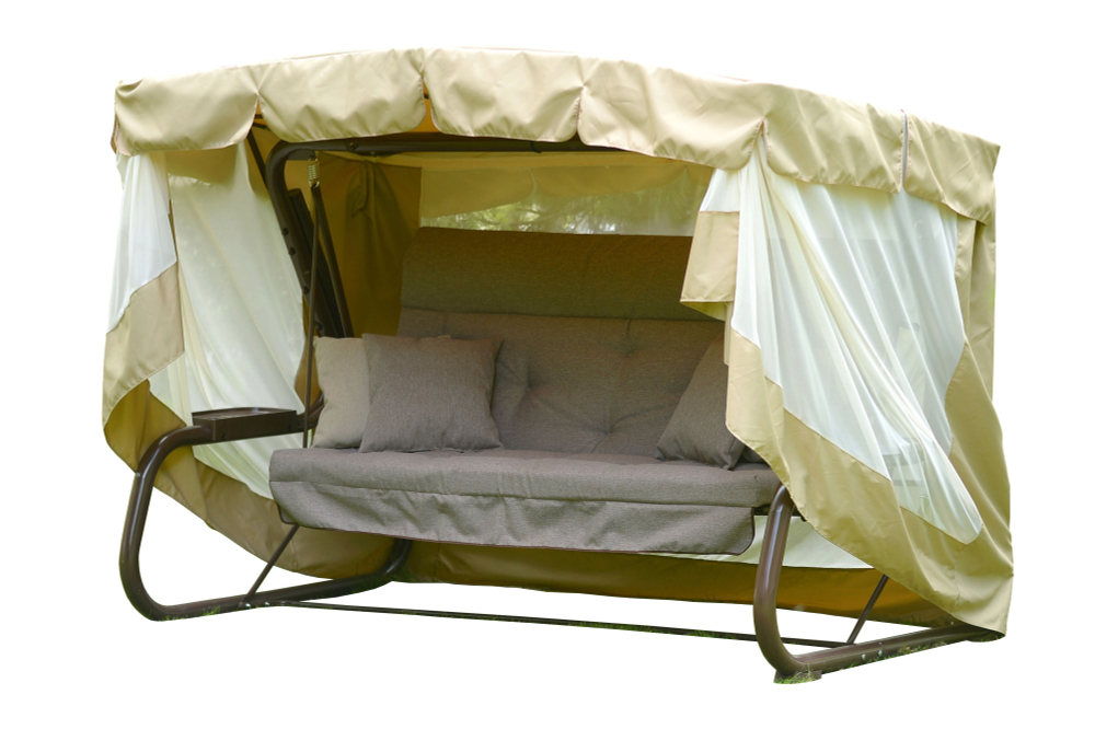 Качели садовые OLSA 4-х местные Александрия (каркас коричневый, м/э бежевый рис.без рисунка)2 уп.