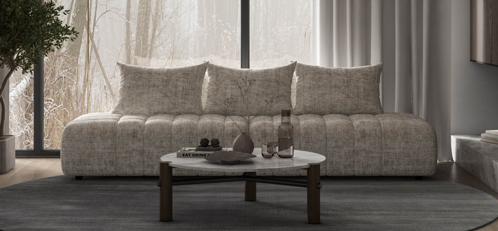 Диван Босс Твин прямой Шенилл Смарт кварц