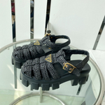 Prada Monolith Crochet Cage Sandals