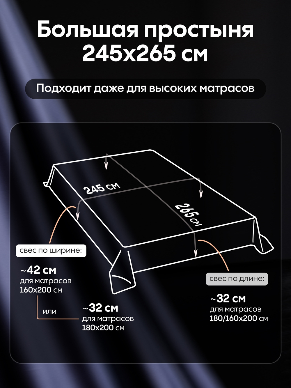 КПБ Однотонный Сатин Премиум OCP011, Евро, 4 наволочки