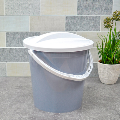Ведро 8л с крышкой, голубовато-серый/белый
