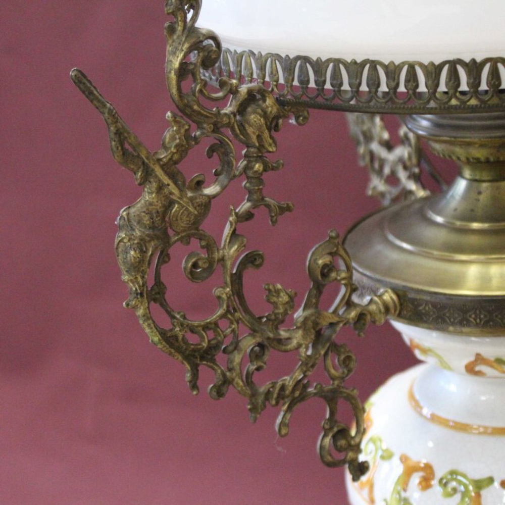 Бронзовая люстра с фаянсом, ручной работы