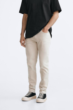 ZARA ДЖИНСЫ SLIM FIT, БЕЖЕВЫЙ