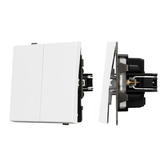 Механизм выключателя двухклавишный непроходной SWT-TENDO-MK02-PL-WH (230V, 10A) Arlight 054058