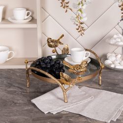 Фруктовница-конфетница Нимфея (поднос) Бронза Зеленый