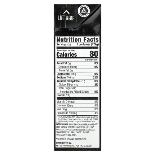 Kettle & Fire, костный бульон, классический говяжий вкус, 479 г (16,9 унции)