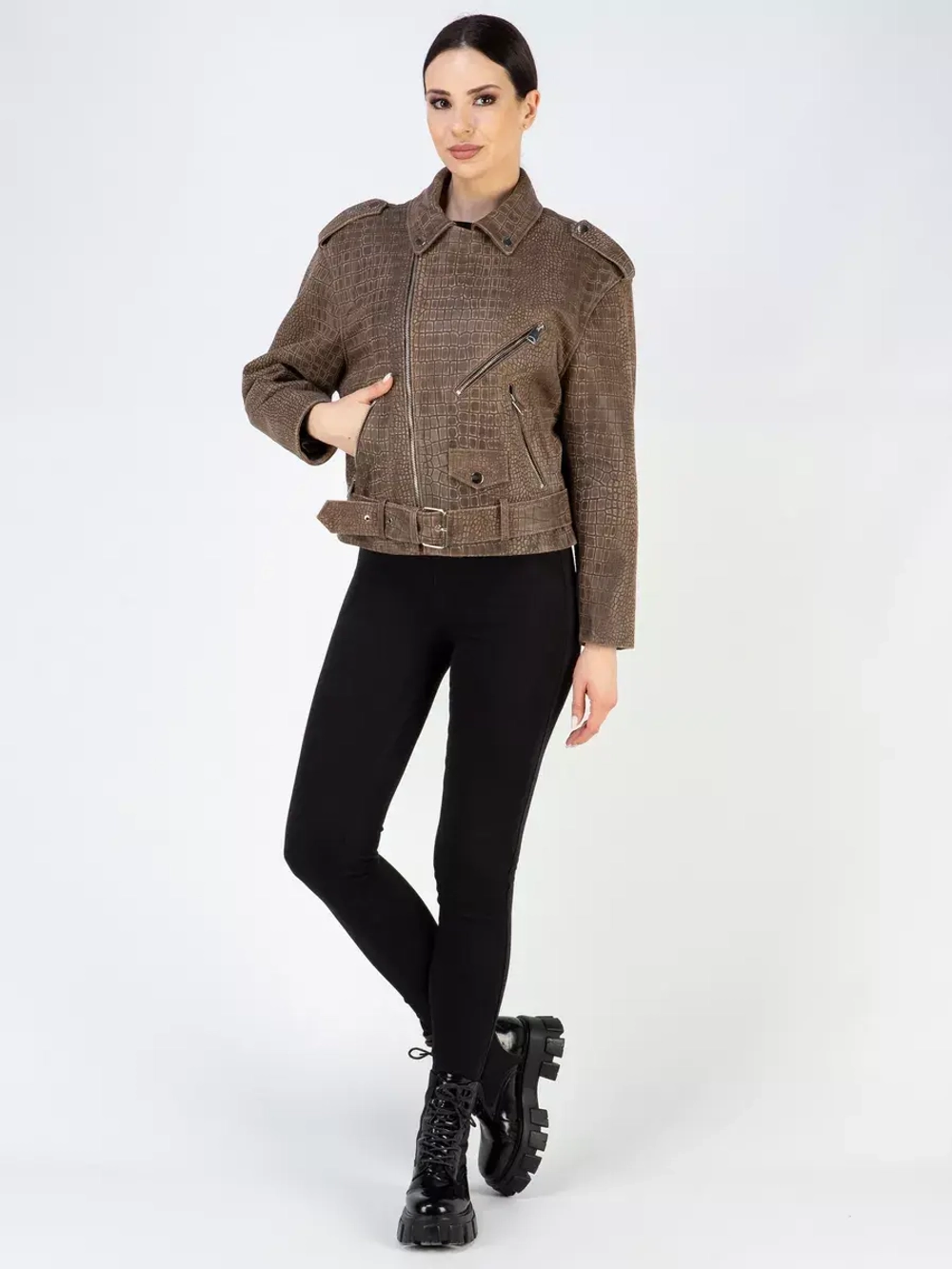 Куртка кожаная натуральная косуха оверсайз