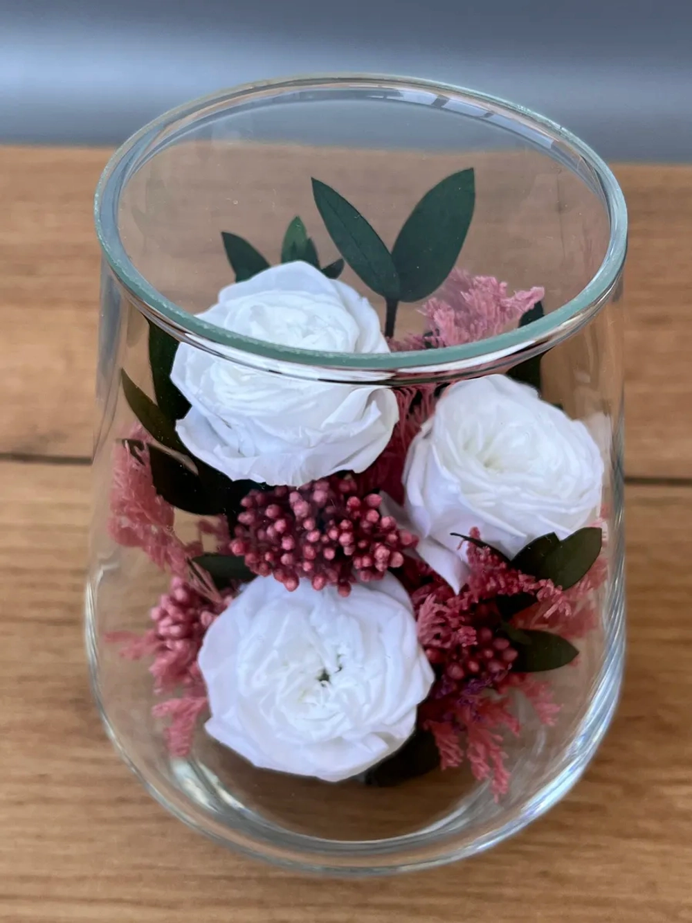 натуральные кустовые розы в стекле, вакуум*