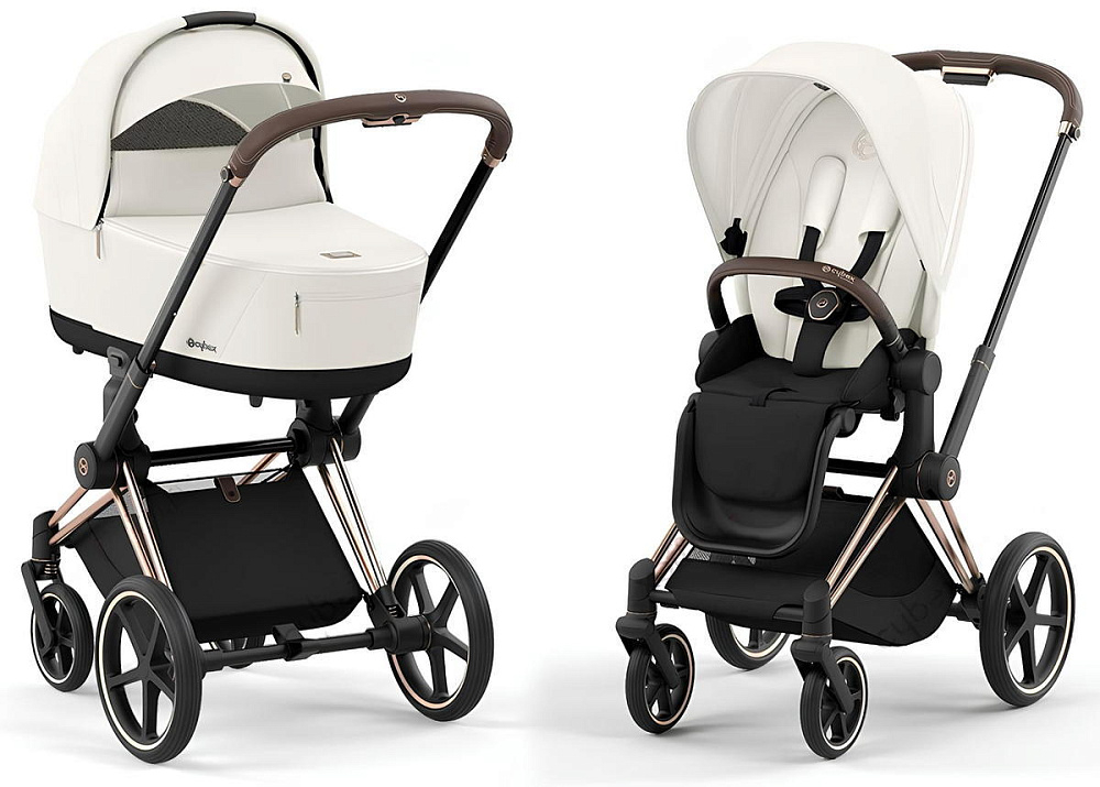 Коляска 2 в 1 Cybex Priam IV Rosegold complete Off White