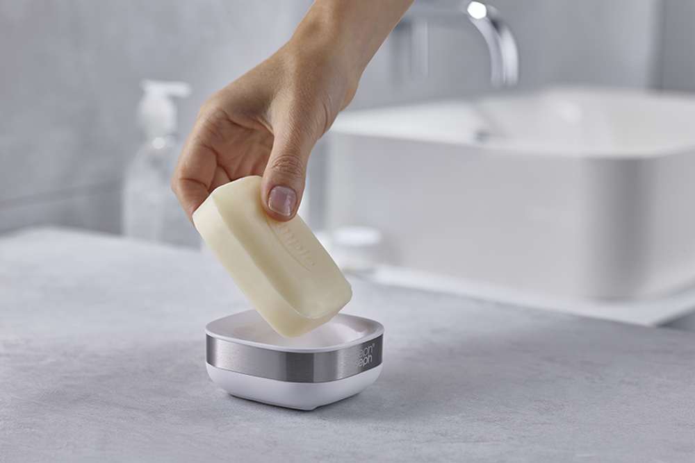 Мыльница Joseph Joseph Slim Steel белая