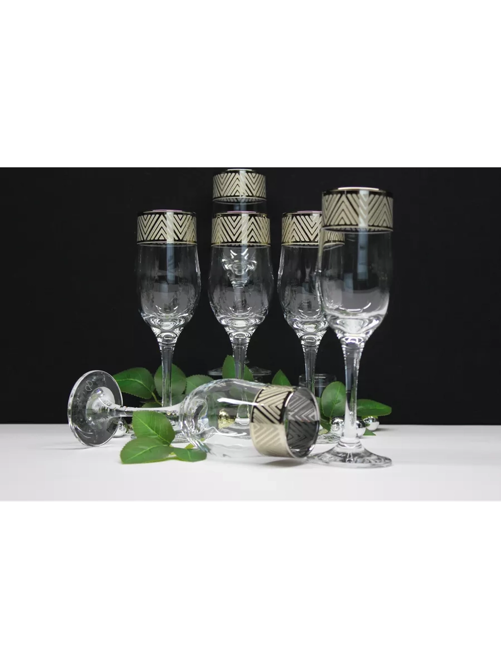 Бокалы для шампанского 6 штук Золотое сечение