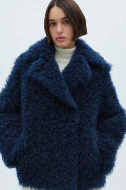 Дубленка двусторонняя синяя