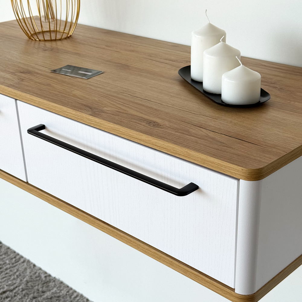 Подвесной туалетный столик консоль Royal 5210 эко (Дуб Кантри-р.черная)