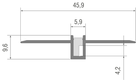 Donel, Встраиваемый алюминиевый анод. профиль под шпаклевку, 45,9х9,6х2000мм. В комплекте матовый эк