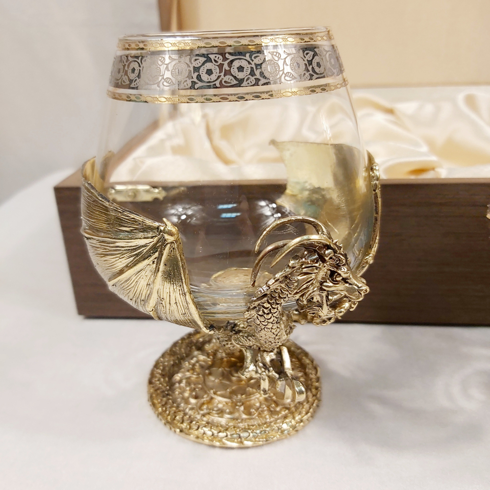 Набор из 2-х бокалов для коньяка "Два дракона" (подарочный футляр)