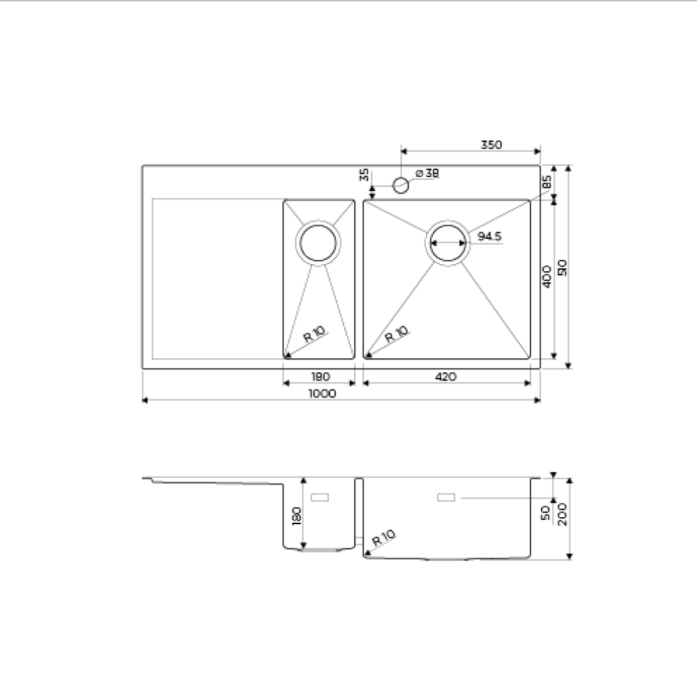 Кухонная мойка Omoikiri Akisame 100-2-LG-R