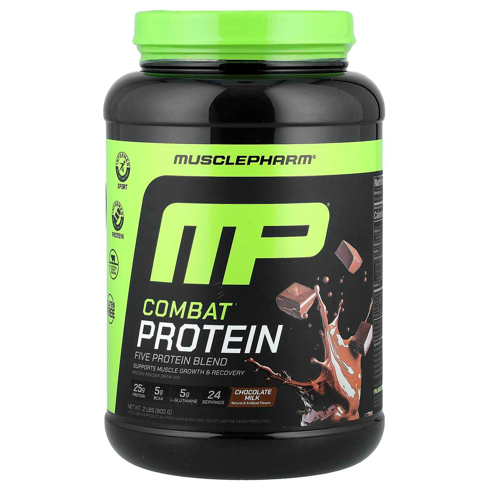 MusclePharm, Combat®, протеиновый порошок, со вкусом шоколадного молока, 900 г (2 фунта)