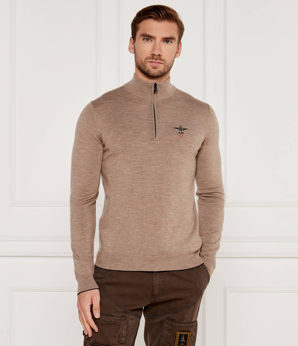 Шерстяной свитер Aeronautica Militare - бежевый(MA1389L415)