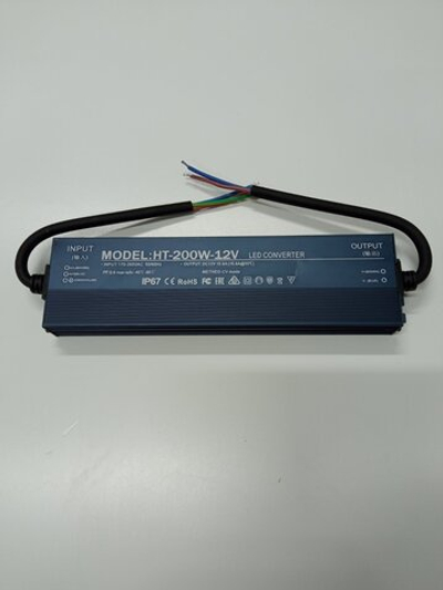 Блок питания 200Вт, 12В, IP67 металл