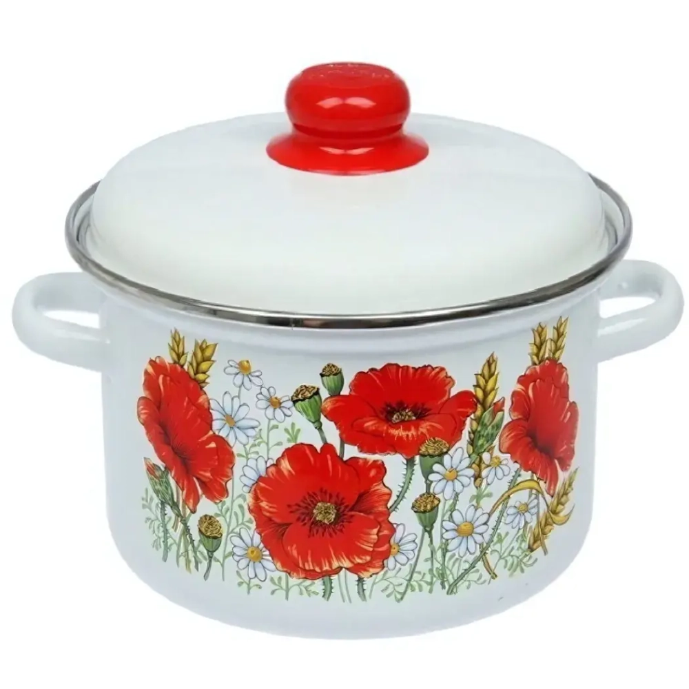 Кастрюля эмалированная 2л с рисунком 01-1610/4