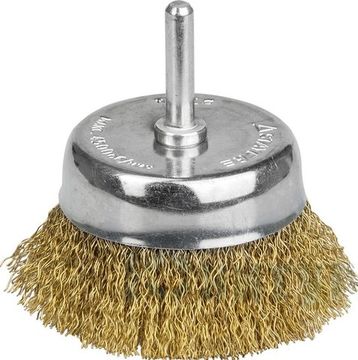 Щетка чашечная для дрели, витая стальная латунированная проволока 0,3мм