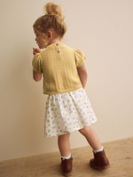 Свитер с коротким рукавом и юбка в комплекте для девочки Next E25-146, Белый, Светло-желтый