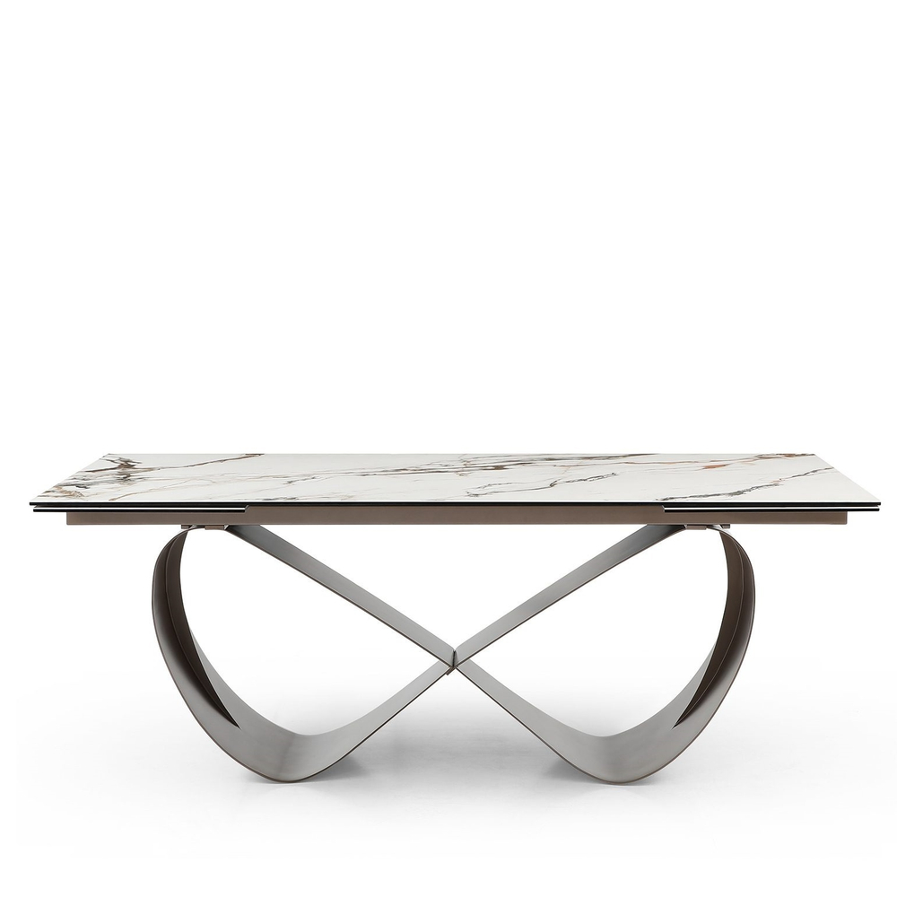 Стол DT9305CI (200-300) белый керамика KL-188/золотая пудра