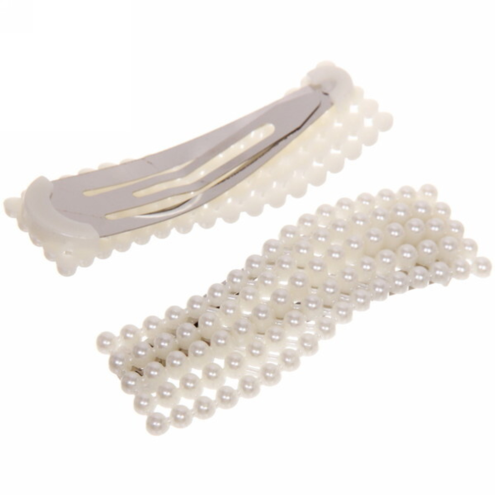 Зажимы для волос 2шт «New collection», волна, цвет белый, 7*2,3см