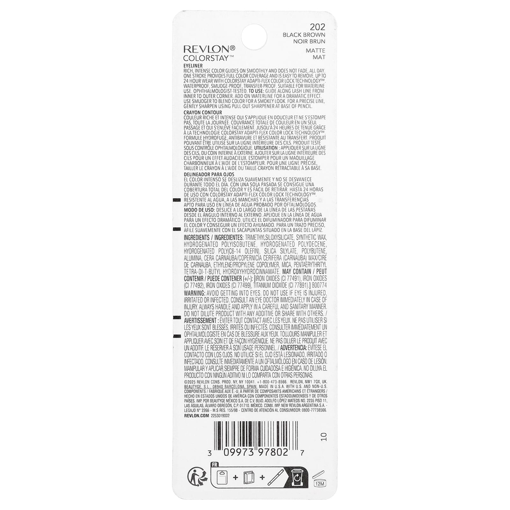 Revlon, Colorstay™, подводка для глаз, оттенок 202 черно-коричневый, 0,28 г (0,01 унции)