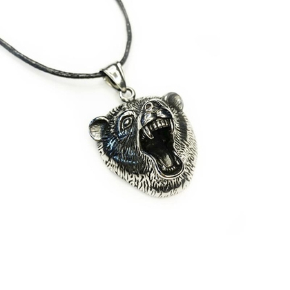 Кулон Голова медведя с открытой пастью