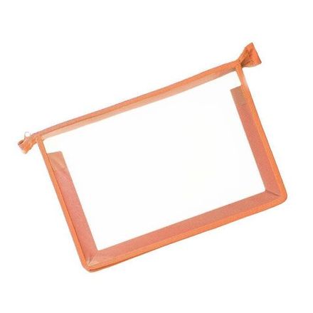 Папка для тетрадей 1 отделение А4 на молнии Пчёлка Офис, безцветная, персиковый кант