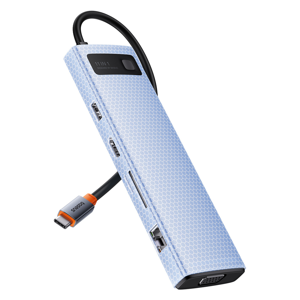 USB-C Хаб Baseus Metal Gleam 11-Port (HDMI4K@60Hz + VGA + 3xUSB3.0 + USB2.0 + USB-C-PD + RJ45 + SD + microSD/TF + mj3.5mm)