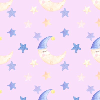 Спящий полумесяц со звездами