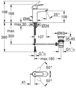 GROHE Набор внеш. BauEdge: Смеситель для раковины (23758000), Смеситель для ванны (23604001), Tempesta 100 II Душ. гарнитур 5.7 (27598001)