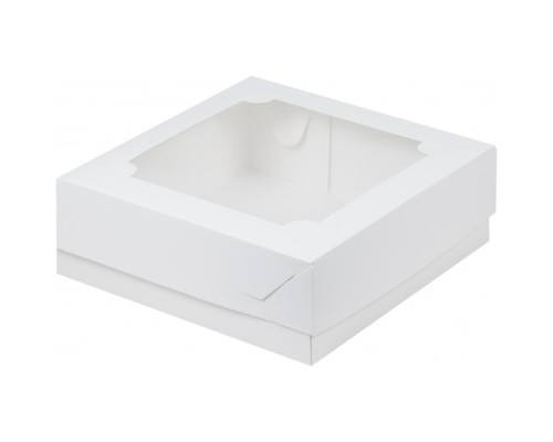 Коробка для зефира и печенья с окошком 200*200*50 (белая)