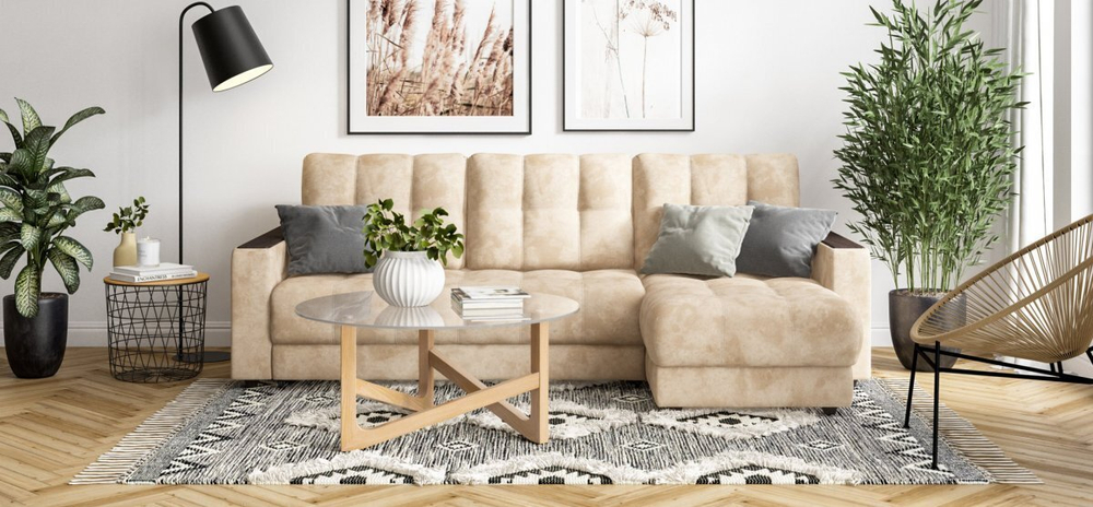 Угловой диван Босс Классик Велюр Алькантара пепел