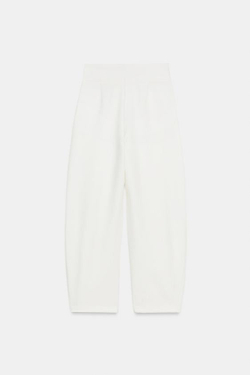 ZARA БРЮКИ BALLOON С ЗАЩИПАМИ, ЭКРЮ