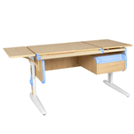 Растущая парта с навесной тумбой и короткой боковой полкой Дэми СУТ 25-04-БК1 (1500×610 мм)