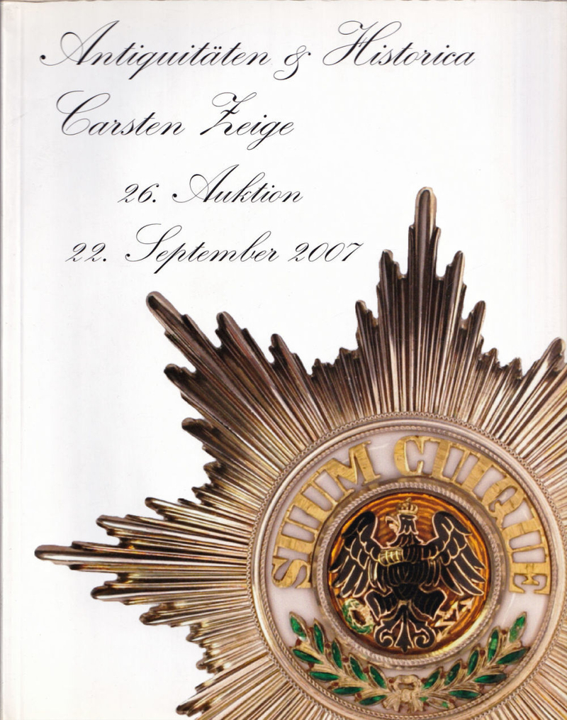 Каталог аукциона Carten Zeige, Гамбург, Предметы антиквариата и истории от 22 сентября 2007 года