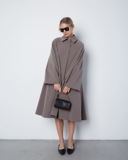 Тренч из непромокаемого хлопка серый