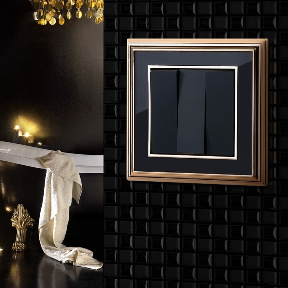 Выключатель трехклавишный без рамки Werkel черный матовый W1130008