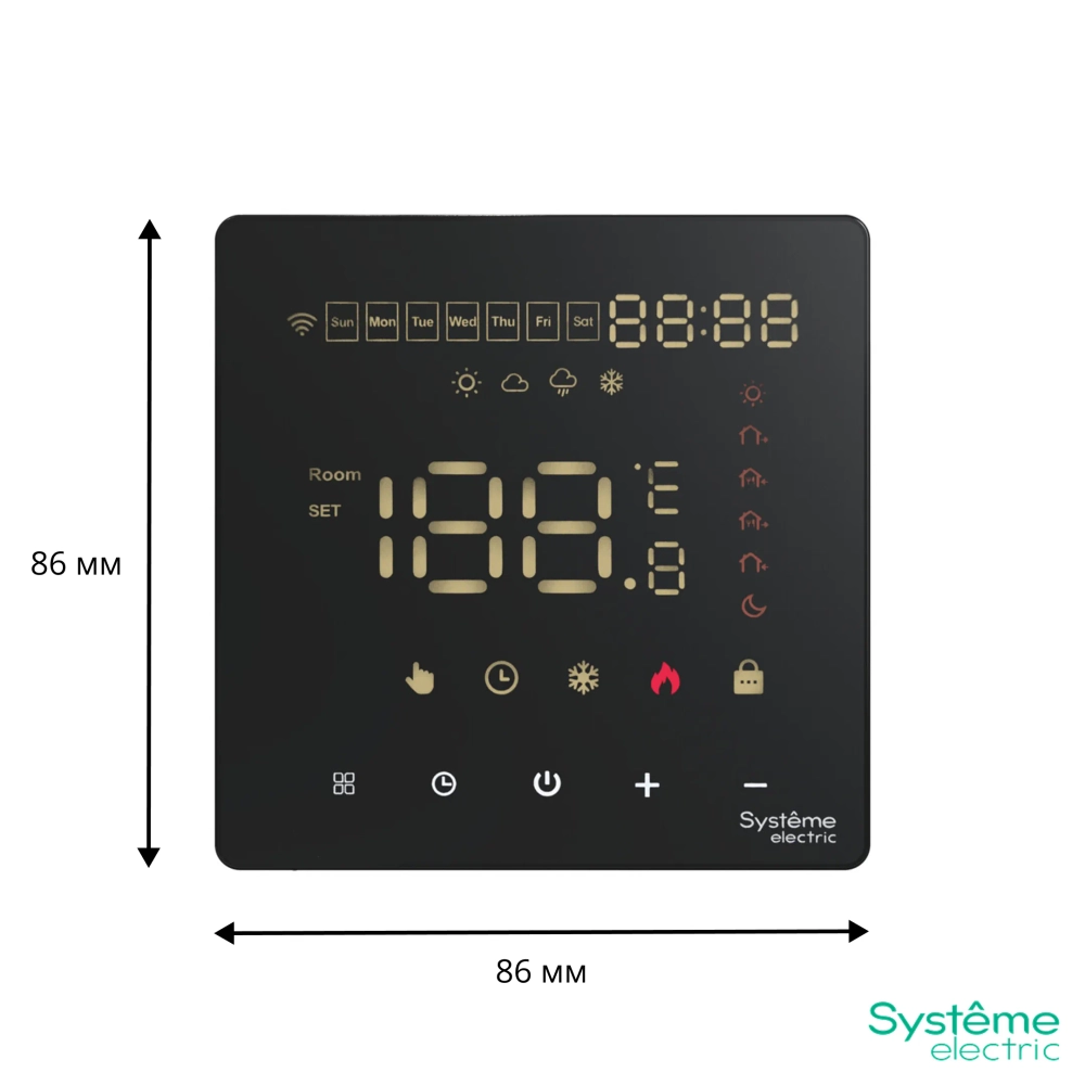 Art Gallery термостат Wi-Fi электронный для теплого пола, 16A, в сборе, чёрный