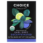 Choice Organic Teas, Черный чай без кофеина, Эрл Грей, 16 чайных пакетиков, 29 г (1,02 унции)