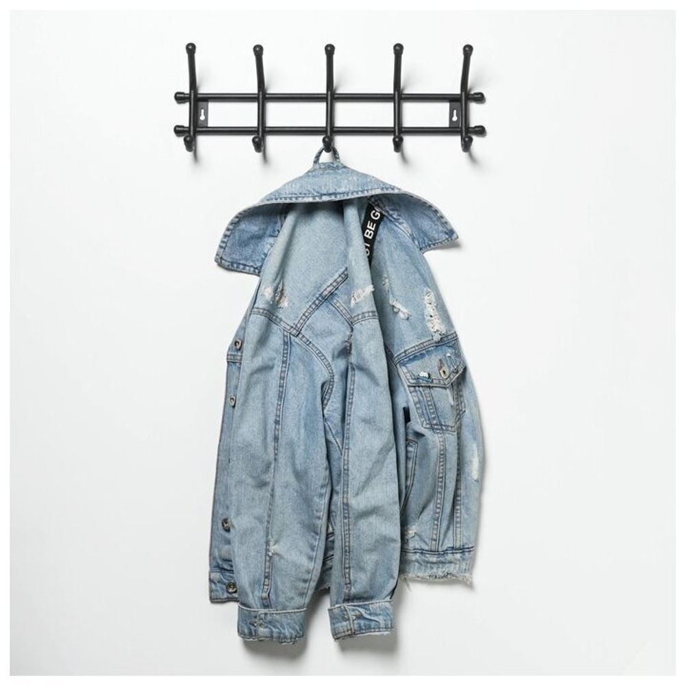 ВЕШАЛКА НАСТЕННАЯ УЮТ 5 КРЮЧКОВ ВНУ52 ЧЕРНЫЙ