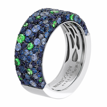 Кольцо с Сапфирами и Цаворитами, R0256-0/57