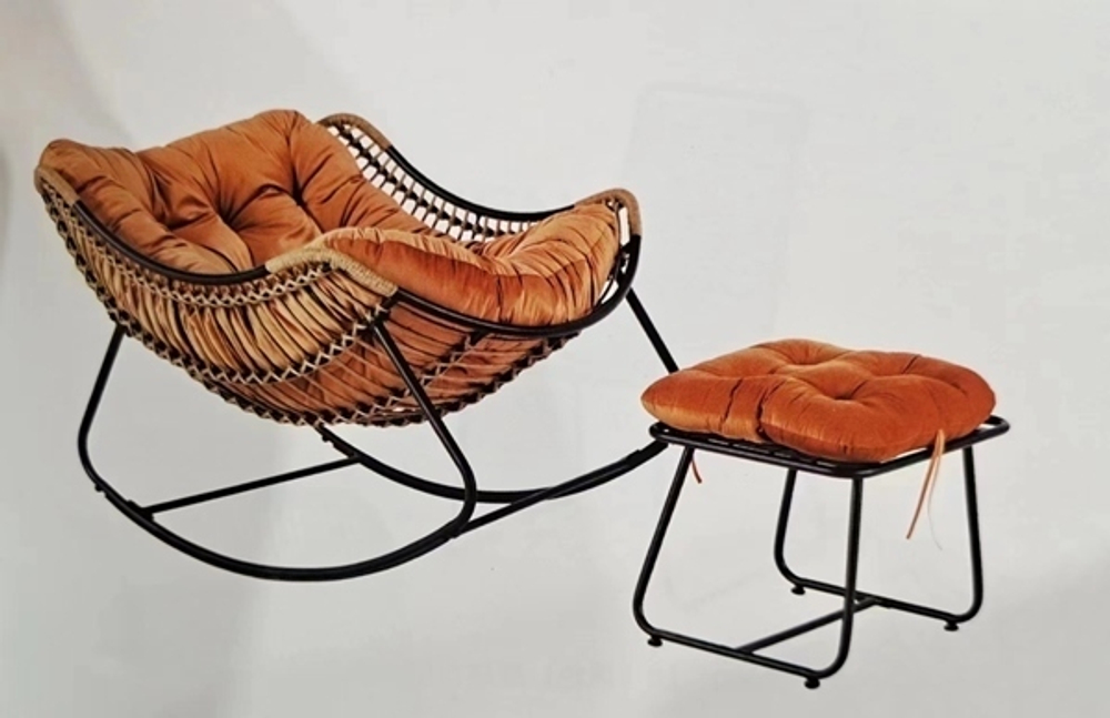 Кресло-качалка с подставкой «Нирвана», 98*80*102 см, оранжевый ДоброСад