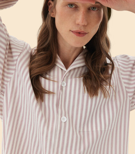Пижама CHERRY & MILK STRIPES - Бордово-белый - Small