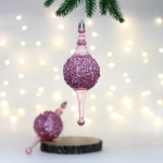 Елочные украшения «Мерцание ночи» 6.5*6.5*19.5 см (набор 2 шт), Розовый