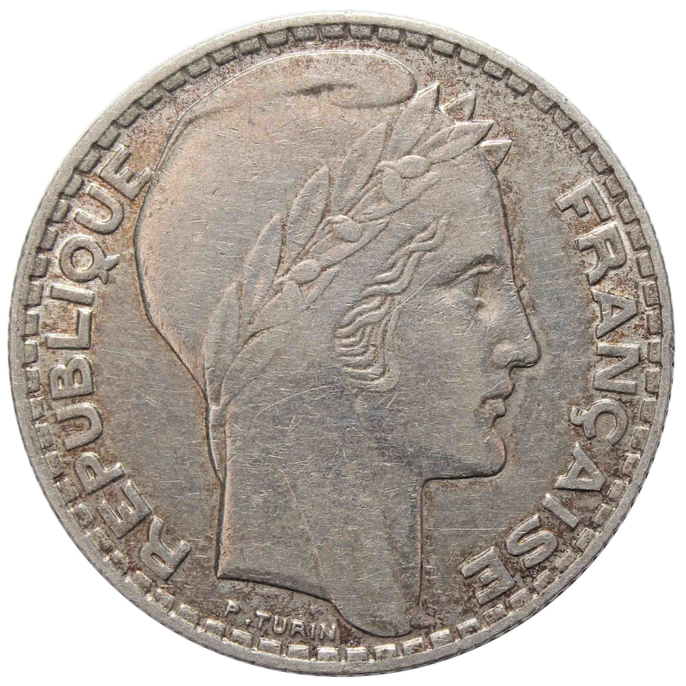 10 франков. Франция. Серебро. 1934 год. VF-XF