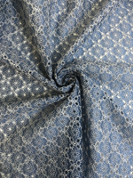 Плательная вискоза, синий джинсовый, вышивка хлопок